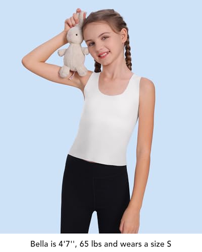 SALIA GIRL Training Bras for Girls 6-11 Seamless Starter Bras Tank Sports Bra 8-10 No Pads, Double Layer on Chest3