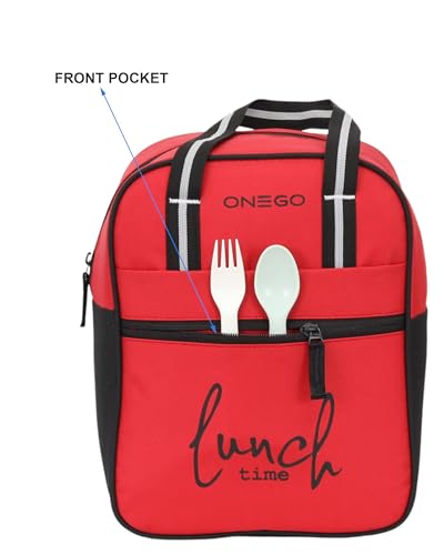 Image of Durable & Lightweight Lunch Bag | Trendy Water-Resistant Tiffin Bag & Meal Holder for Office, School, Travel & Picnic, Stylish, Insulated Design for Men, Women & Kids (Red)