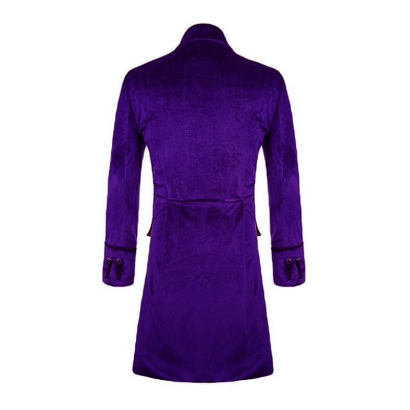Everbeauty Mens Retro Velvet Victorian Steampunk Long Blazer Jacket Gothic Frock Coat JK0032