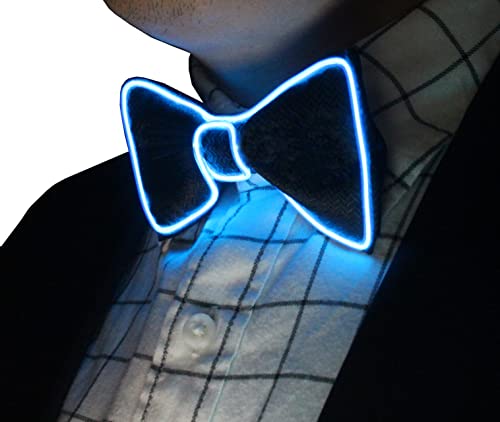 Brejkdo Light Up Men's Led Suspenders And Bow Tie Combo - Light Up Suspenders For Men - Glow Party Clothes, Rave Outfits, Halloween Costume, Music Festival (Blue) #TOP4