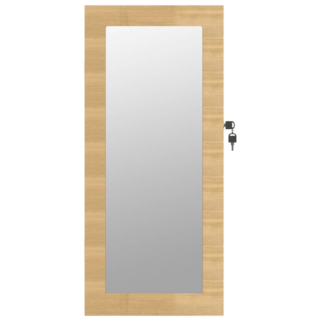 Szafka na biżuterię z lustrem do montażu na ścianie, lustro dekoracyjne, lustro łazienkowe, lustro kosmetyczne, lustro do makijażu, lustro do korytarza, 30 x 8,5 x 67 cm, zamykana, do
