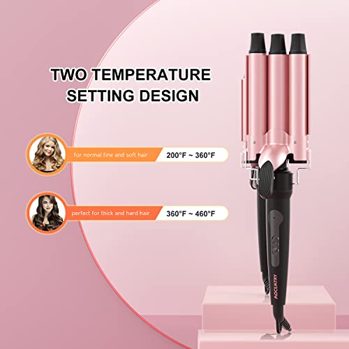 Wand Curling Iron, Curling Wand Set, MOCEMTRY Professional 5 in 1 Hair Curling Hair Iron with Interchangeable Barrels, Instant Heating & Adjustable Temperature, Gift for Women - Image 6