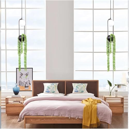 Lampe suspendue noire avec pot de fleur pour salle à manger - 7