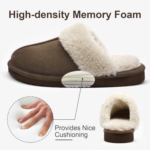 Image of Litfun Women's Fuzzy Memory Foam Slippers Fluffy Winter House Shoes Indoor and Outdoor