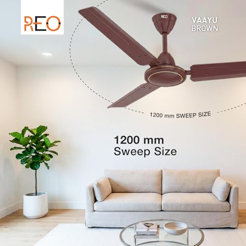 Image of Havells REO Vaayu 1200mm ES Ceiling Fan | High Speed, High Air Delivery | Strong & Powerful, Air Delivery: 220CMM| RPM: 370| 2 Year Warranty | (Pack of 1, Brown)