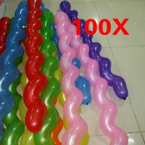 Eoocvt QIQIU-A 100Pcs Helium Latex Spiral Balloons Birthday Festival Party Decoration Mix Colors thumb #2