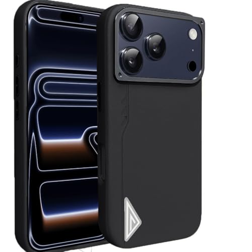 Image of VONZEE Hybrid Shockproof Back Cover Case Compatible with iPhone 17 Pro Max 6.9'', TPU+ Polycarbonate Transparent Anti-Yellow Non-Slip Full-Body Protection Back Phone Case - Black