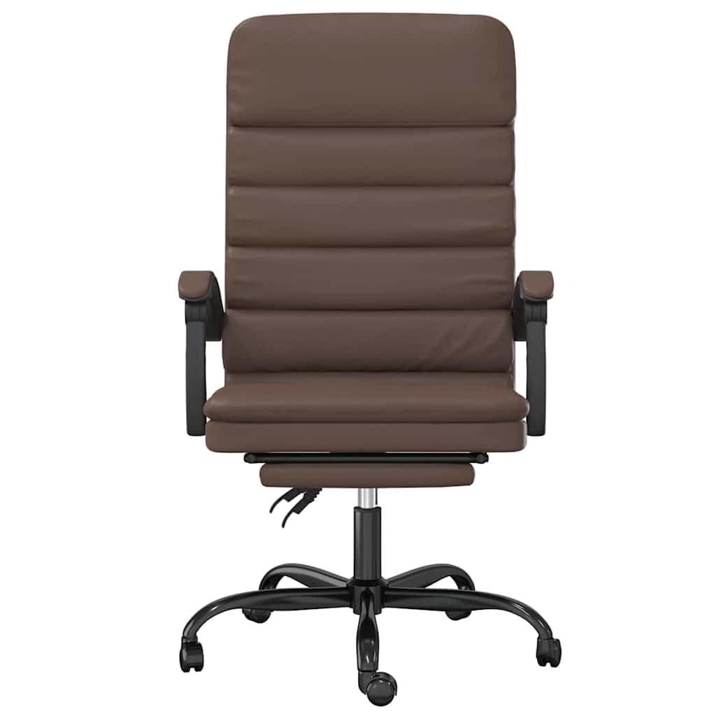 Krzesło biurowe z funkcją masażu i obiciem ze sztucznej skóry, brązowe, z regulacją wysokości na kółkach, ergonomiczne oparcie, obrotowe, do domowego biura i gier