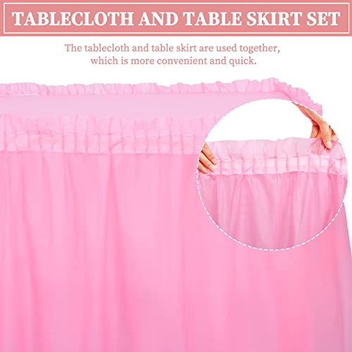 Fani CZ016L 12 Pack - 6 Pink Plastic Table Skirts And 6 Plastic Tablecloth thumb #3