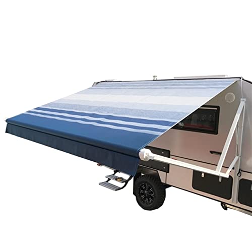 Aleko Rv Retractable 12X8 Feet Motorized Awning - 100% Pvc Canopy, Cover, Sun Shade, Shelter For Camper Trailer Or Patio - Blue Stripes - Rvawm12X8Blstr32 #TOP16