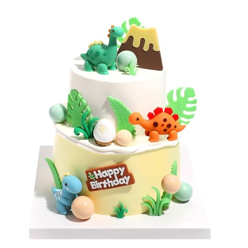 MeCids Décorations de gâteau de dessin animé, adorables dinosaures pour enfants, enfants, bébés, garçons, filles, accessoires de fête de révélation de sexe (dinosaure)