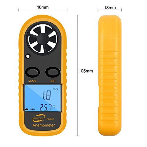 Qotone Gm816 Digital Anemometer Wind-Speed Gauge Meter Lcd Handheld Airflow Windmeter Thermometer #TOP7