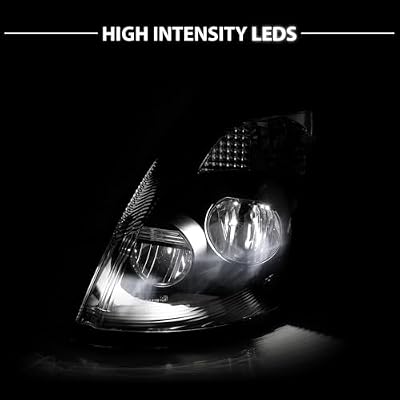 AmeriLite Driver Side for Volvo 2004-2018 VNL & 2015-2018 VNX Black [6000K Extreme LED High Low Beam] Replacement Headlights