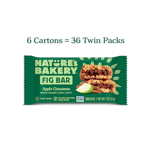 Image of Nature's Bakery Whole Wheat Fig Bars, Apple Cinnamon, Real Fruit, Vegan, Non-GMO, Snack bar, 6 Count (Pack of 6)