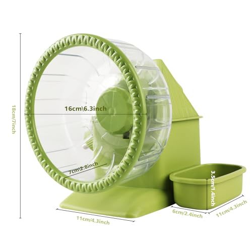 Image of 4 in 1 Silent Large Hamster Wheel Multifunctional Hamster Running Wheel Quite Running Spinner Wheel Accessories with Food Bowl Water Bottle for Hamsters Dwarf Gerbil (Green)