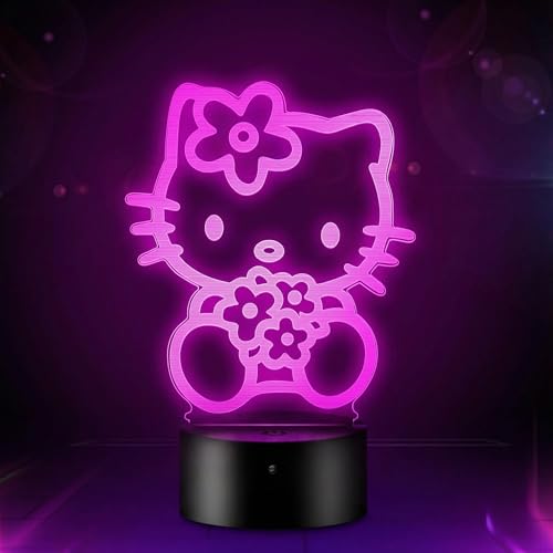 HooJtny Kitty Lámpara, Regalo de San Valentín, Luz Nocturna 3D