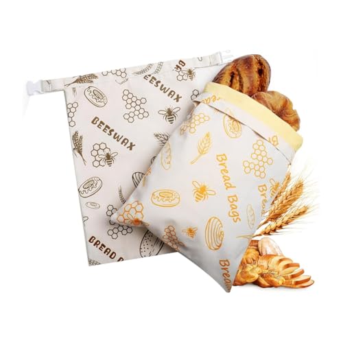 IJSDNVJNDX Bolsas Reutilizables de de Abejas para Pan, para Congelador y Refrigerador, de 43 X 33 Cm, Forradas con de Abejas Natural.