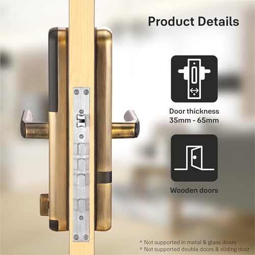 Image of Yale Zuri Smart Door Lock | Fingerprint, PIN, RFID, Manual Key | Bluetooth Digital Smart Lock with Yale Home App Access | 3 Year Warranty | Antique Bronze