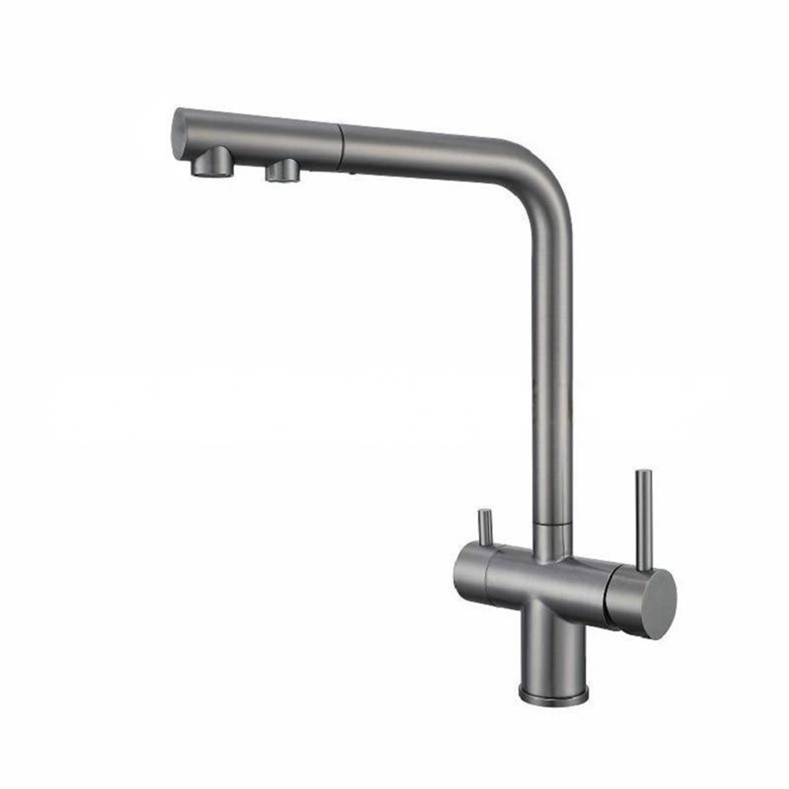 ZYCHSJXA Kitchen Bath Taps 3 Way Pull Out Tap Grey Double Outlet Faucet Water Filter Drinking Sink Mixer