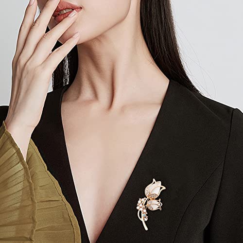Image of Pearl Diamond Brooch Pins for Dress Sweater Scarf, Wedding Party Decoration Birthday Christmas Gift