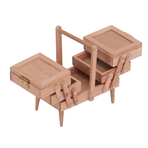 Miniature Sewing Box,Dollhouse Decoration Accessories,Mini Sewing Kit with Lifelike Appearance, Photography Props,Great Collectibles for Miniature Enthusiasts