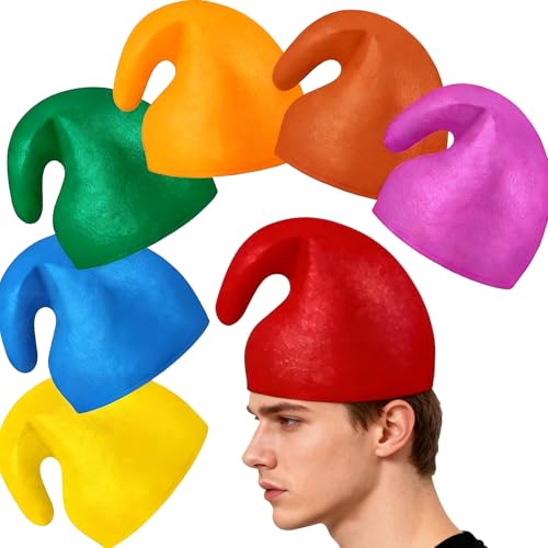 DvBCNMe 7 gorros de enano, coloridos gorros de punta para adultos, gorro de enano para niños, para disfraz de grupo, carnaval, Halloween, fiesta de accesorios