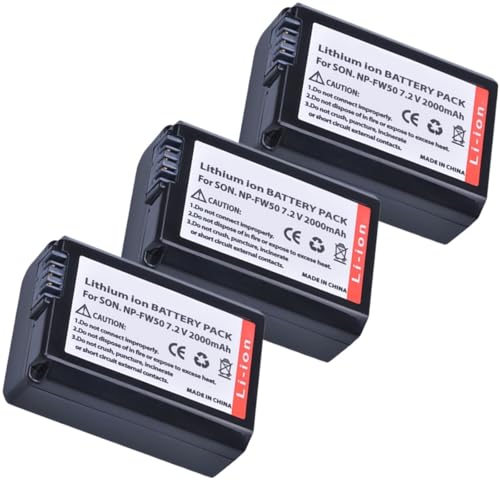 Batería De NP-FW50 De 2000mAh + Cargador Dual LED, Compatible Con Sony, ZV-E10L A37 A7 A7II A7RII A7SII A7S A7S2 A6000 A6400 A6500 NEX-7 RX10(3pcs Battery)