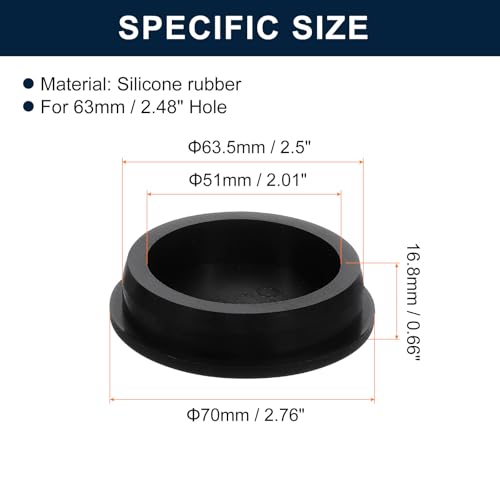 Image of uxcell 2 Pcs Black Plug Holes, Waterproof Rubber Button Plug for 63mm / 2.48 inch Hole