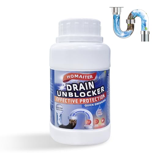 HOMAITER Drain Unblocker Powerful Cleaner Formula 260g Removes Hair Grease & Soap Scum Safe for Pipes and Septic Systems
