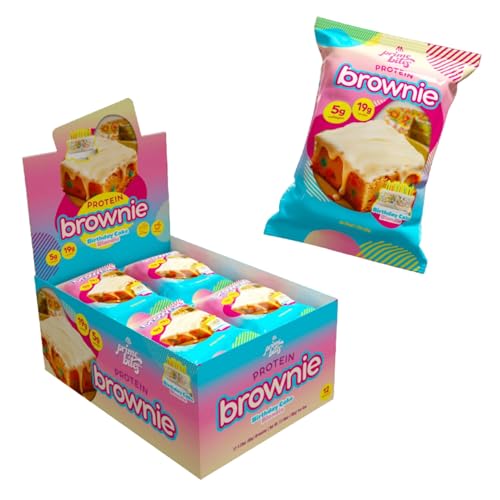 Prime Bites High Protein Brownie (12 Per Box, Birthday Cake Blondie) - 19g of Protein, 5g of Collagen, Gluten Free, Low Sugar Treat, Delicious Protein Snack