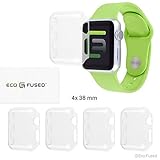 Eco-Fused Hard Case Cover Screen Protector Compatible with Apple Watch 2 (38mm) - 4 Pack - Transparent - Protects Your Apple Watch Series 2 Against Bumps and Scratches