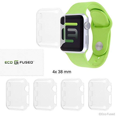 Eco-Fused Hard Case Cover Screen Protector Compatible with Apple Watch 2 (38mm) - 4 Pack - Transparent - Protects Your Apple Watch Series 2 Against Bumps and Scratches