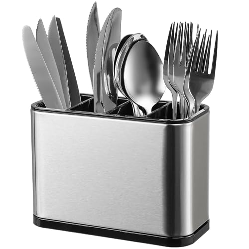 Stainless Steel Cutlery Holder for Kitchen Countertop with Drain ...