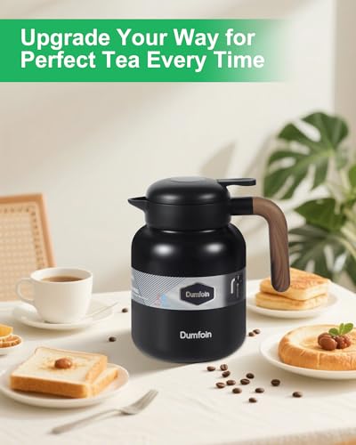 Image of 46 Oz Thermal Coffee Carafe, Stainless Steel Insulated Vacuum Coffee Carafes For Keeping Hot, 1.3 Liter Beverage Dispenser (Matte Black)
