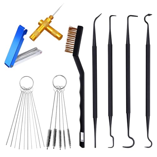 Kit de nettoyage de carburateur, 1 brosse à tête unique, 23 aiguilles, 5 brosses en nylon, 1...