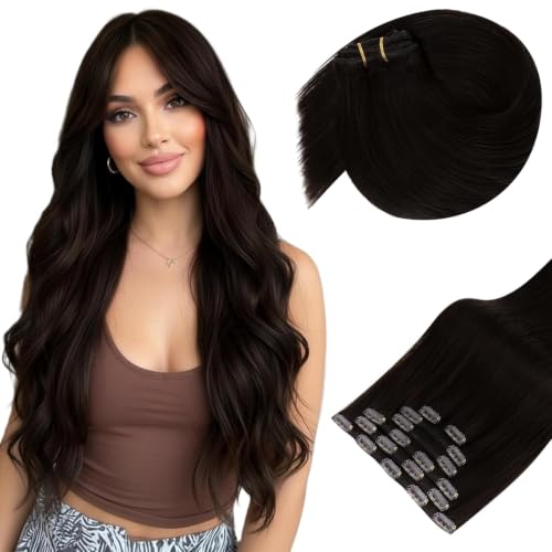 Sunny Hair Clip in Hair Extensions Real Human Hair 120g Remy Extensions for Women Dark Brunette Brown Medium Length for Fuller Look Beginner Friendly for Wedding and Party Hairstyles 18 Inch