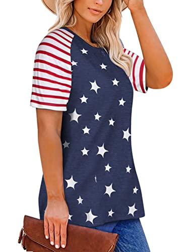 LOTUCY Plus Size Women American Flag Shirt Flag Striped Star Graphic Tee — view 4