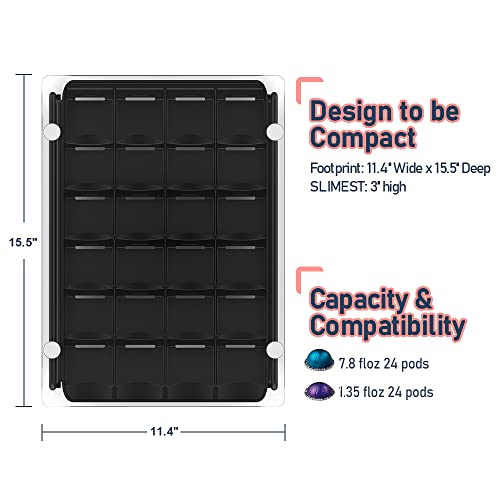 Everie 3'' Slim Crystal Tempered Glass Organizer Drawer Holder Compatible With Nespresso Vertuo Capsules, Compatible With 24 Vertuoline Pods, Np06 #TOP2