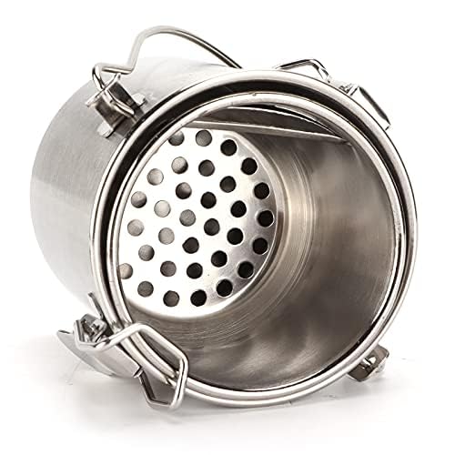 Leopacat Pinselreiniger aus Edelstahl mit Auslaufsicherem Deckel, Eimer für Pinselreiniger, luftdichter Eimer mit abnehmbarem Filtersieb, Doppellöffelbehälter, Ölfarben Zubehör für Pinsel Reinigung