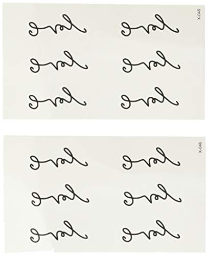 Oottati Small Cute Temporary Tattoo Wrist Handwriting Love (Set of 2)