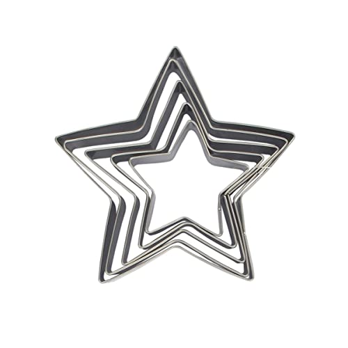 Zenker 44813 - Juego de 5 cortadores de Galletas con Forma de Estrella, Acero Inoxidable, Color Plateado, 6-12 x 2,5 cm