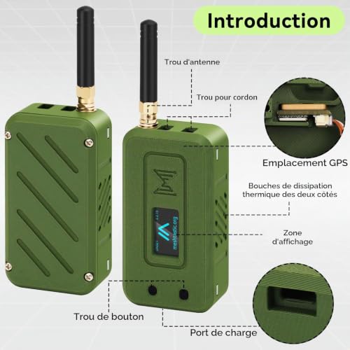 Meshnology Carte de développement ESP32 LoRa V4 + Module GNSS L76 + Batterie 3000mAh + Boîtier vert, ESP32-S3 SX1262 LoRa WiFi Bluetooth 2MB PSRAM 16MB Flash Antenne 915MHz Support OLED GPS Solaire – vue 3