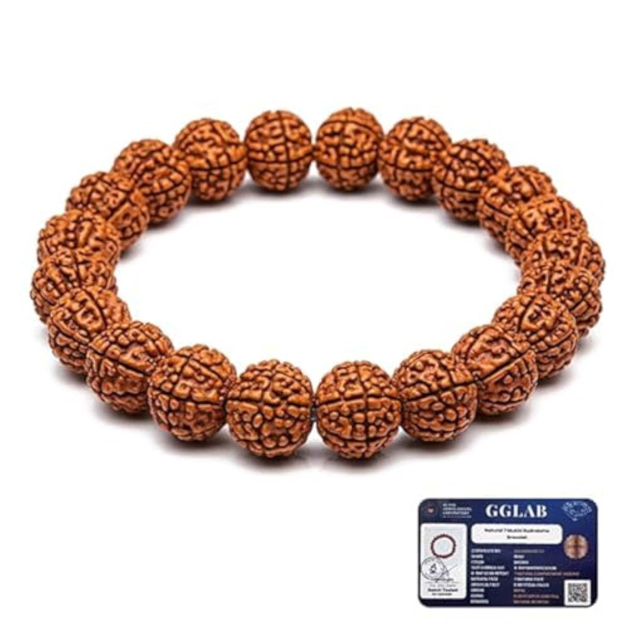 Natural Rudraksha 8mm Round Bead Stretchable Bracelet, Unisex