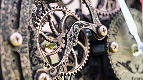 Automaton Bite 1682"Vintage Copper" Large Wall Clock Moving Gears, Mechanical Silent Wall Art, Home Living Room And Office Design, Personalized Engraving Art Gift, Steampunk Loft Antique Decor #TOP4