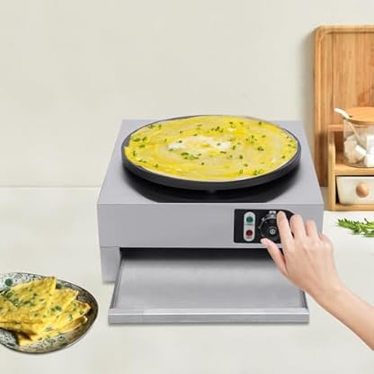 Crêpes Maker, 3KW Crepeseisen für süße Crepes und herzhafte Galettes, Crepesmaker mit abnehmbarer XXL Grillplatte (40 cm), Edelstahl-gebürstet/schwarz – Bild 8
