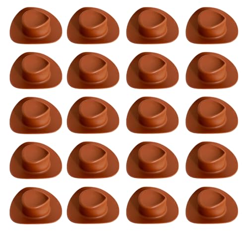 Phinicco 20 Brown Mini Cowboy Hats for Crafts, DIY, Parties & Gifts (Brown)