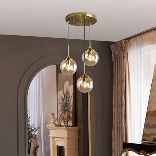 Image of Wall Lamp Chandelier Pendant Light, Home Decor for Bedroom, Living Room, Hallway, Cafe, Hotel, Restaurant (Amber Hanging LAMP Set with LED Bulb Pack of 1)