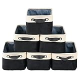 FENQDOOU Velvet Storage Bins, Fabric Storage Baskets with Leather Handles, Collapsible 6 Pack...