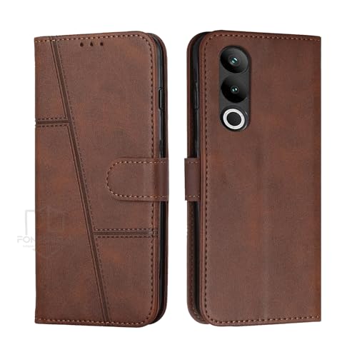 Image of Oppp A3 Pro 5G / Oppo K12x 5G Flip Cover Leather Finish | Inside TPU with Card Pockets | Wallet Stand | Complete Protection Flip Case Brown