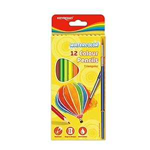 KEYROAD Aquarelpotloden kleurpotloden met penseel driehoekige hoge kwaliteit – 12 stuks/gemengde kleuren/volwassenen en…